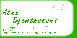 alex szentpeteri business card